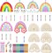 12-Pack DIY Wind Chime Kit for Kids – Make Your Own Wooden Wind Chimes, Arts & Crafts Set with Decorative Hanging Ornaments for Girls & Boys, Home, School, or Party Activities (Boho Rainbow)